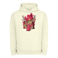 Pigment Pistachio pink winter long haired cow Urban Hoodie - NancyCooperArtShop