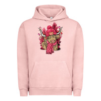 Pigment Salmon pink winter long haired cow Urban Hoodie - NancyCooperArtShop