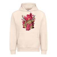 Sandshell pink winter long haired cow Urban Hoodie - NancyCooperArtShop