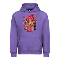Tulip pink winter long haired cow Urban Hoodie - NancyCooperArtShop