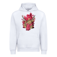 White pink winter long haired cow Urban Hoodie - NancyCooperArtShop
