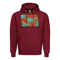Burgundy western leopard tooled leather background Zipper Hoodie - Zillion Design Studio