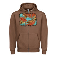 Chestnut western leopard tooled leather background Zipper Hoodie - Zillion Design Studio