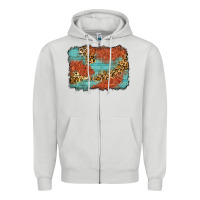 Dove Grey western leopard tooled leather background Zipper Hoodie - Zillion Design Studio