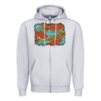 Heather Grey western leopard tooled leather background Zipper Hoodie - Zillion Design Studio