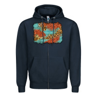 Navy western leopard tooled leather background Zipper Hoodie - Zillion Design Studio