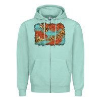 Seafoam western leopard tooled leather background Zipper Hoodie - Zillion Design Studio