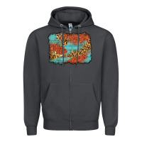 Smoke western leopard tooled leather background Zipper Hoodie - Zillion Design Studio