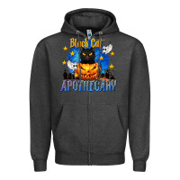 Charcoal Heather Black Cat Apothecary Zipper Hoodie - texasbilliewilder