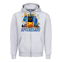 Heather Grey Black Cat Apothecary Zipper Hoodie - texasbilliewilder