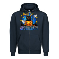 Navy Black Cat Apothecary Zipper Hoodie - texasbilliewilder