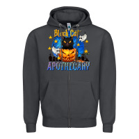 Smoke Black Cat Apothecary Zipper Hoodie - texasbilliewilder