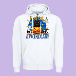 Black Cat Apothecary Zipper Hoodie Designed By Texasbilliewilder