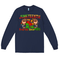 Navy juneteenth free ish since 1865 Long Sleeve Tee - texasbilliewilder