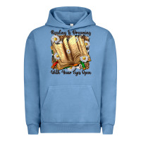 Pigment Pebble Blue reading is dreaming with your eyes open Urban Hoodie - NancyCooperArtShop