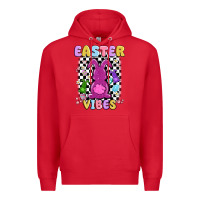 Red easter vibes peep faux sequin Premium Hoodie - MaliasSmallBusiness