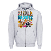 Heather Grey small business hustler Zipper Hoodie - Zillion Design Studio