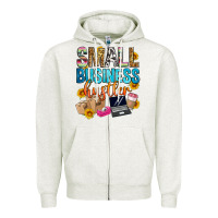 Oatmeal Heather small business hustler Zipper Hoodie - Zillion Design Studio