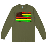 Army Green juneteenth flag Long Sleeve Tee - texasbilliewilder