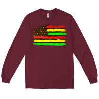 Burgundy juneteenth flag Long Sleeve Tee - texasbilliewilder