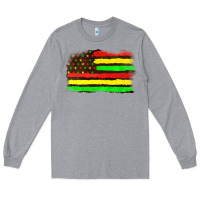 Heather Grey juneteenth flag Long Sleeve Tee - texasbilliewilder