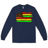 Navy juneteenth flag Long Sleeve Tee - texasbilliewilder