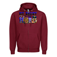 Burgundy my daddy is my hero police Zipper Hoodie - Zillion Design Studio