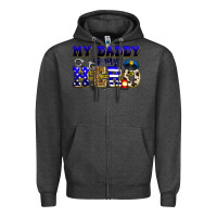 Charcoal Heather my daddy is my hero police Zipper Hoodie - Zillion Design Studio
