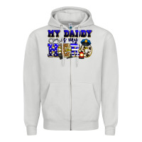 Dove Grey my daddy is my hero police Zipper Hoodie - Zillion Design Studio