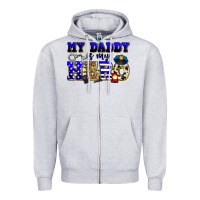 Heather Grey my daddy is my hero police Zipper Hoodie - Zillion Design Studio