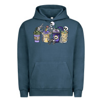Pigment Midnight Navy skeleton coffee cups Urban Hoodie - NancyCooperArtShop