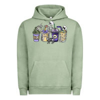 Pigment Oil Green skeleton coffee cups Urban Hoodie - NancyCooperArtShop