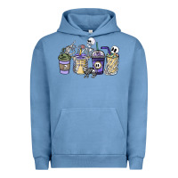 Pigment Pebble Blue skeleton coffee cups Urban Hoodie - NancyCooperArtShop