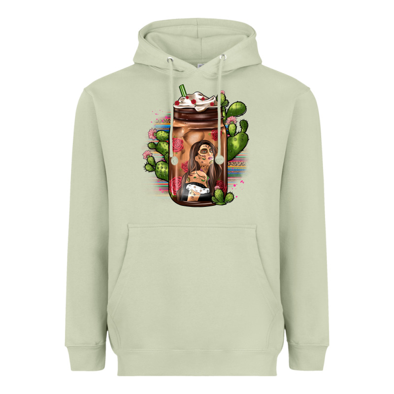 Mexican Coffee Cup Cactus Heavyweight Hoodie by JahusDesignShop | Teevron