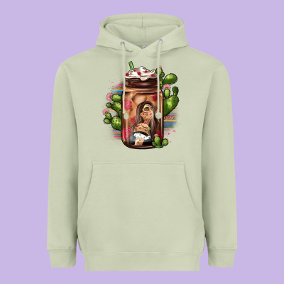 Mexican Coffee Cup Cactus Heavyweight Hoodie Designed By Jahusdesignshop
