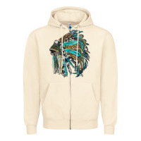 Sandshell indian feather headdress with western  patterns Zipper Hoodie - RanaPortraitStore
