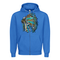 True Royal indian feather headdress with western  patterns Zipper Hoodie - RanaPortraitStore