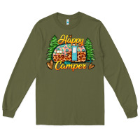 Army Green happy camper Long Sleeve Tee - Zillion Design Studio
