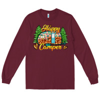 Burgundy happy camper Long Sleeve Tee - Zillion Design Studio