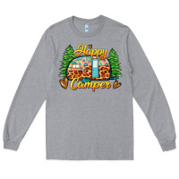Heather Grey happy camper Long Sleeve Tee - Zillion Design Studio