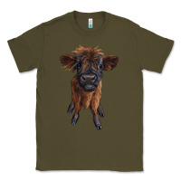 Army Green highland cow calf Classic Tee - RanaPortraitStore