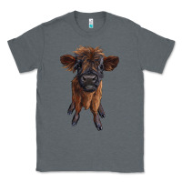 Charcoal Heather highland cow calf Classic Tee - RanaPortraitStore