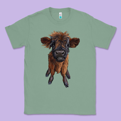 Highland Cow Calf Classic Tee Designed By Ranaportraitstore