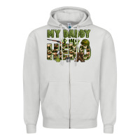 Dove Grey my daddy is my hero army Zipper Hoodie - Zillion Design Studio
