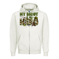 Oatmeal Heather my daddy is my hero army Zipper Hoodie - Zillion Design Studio