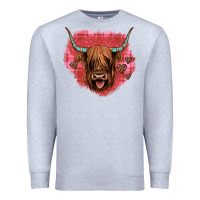 Heather Grey highland cow valentines Premium Sweatshirt - JahusDesignShop