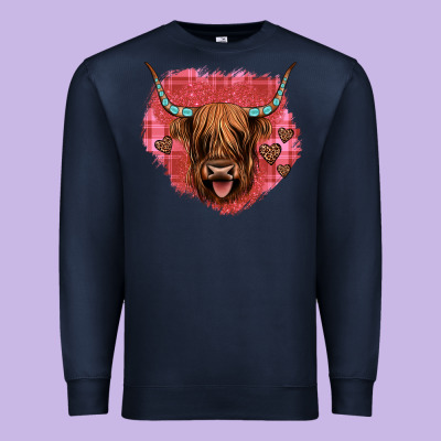 Highland Cow Valentines Premium Sweatshirt Designed By Jahusdesignshop