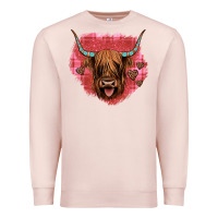 Pale Pink highland cow valentines Premium Sweatshirt - JahusDesignShop