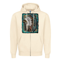 Sandshell indian feather headdress with leopard background Zipper Hoodie - RanaPortraitStore