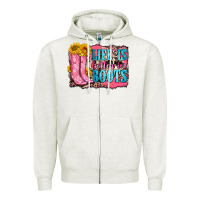Oatmeal Heather life is better in boots Zipper Hoodie - Zillion Design Studio